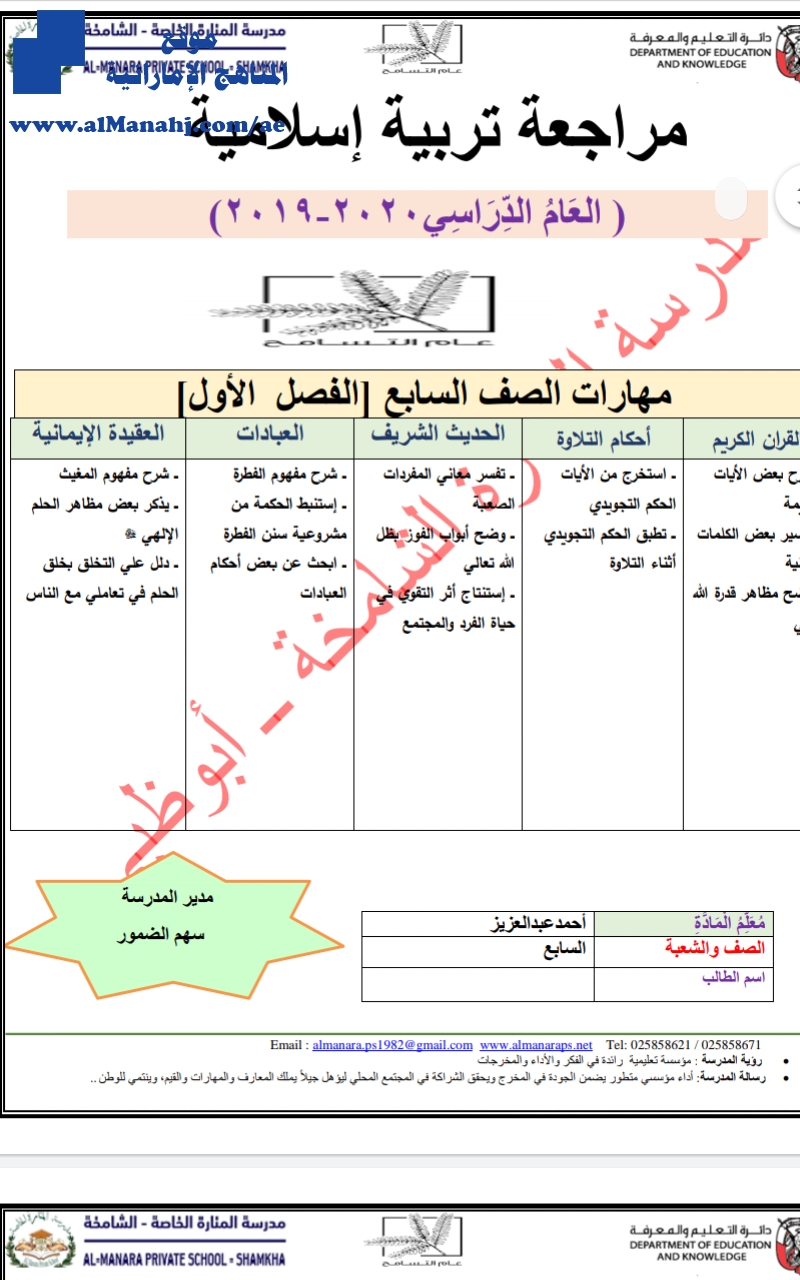 مراجعة شاملة للفصل الأول
