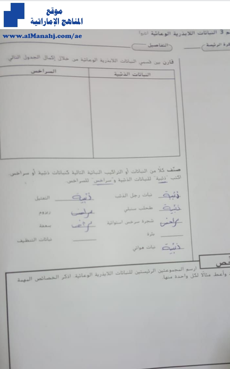 حل بعض صفحات كتاب النشاط