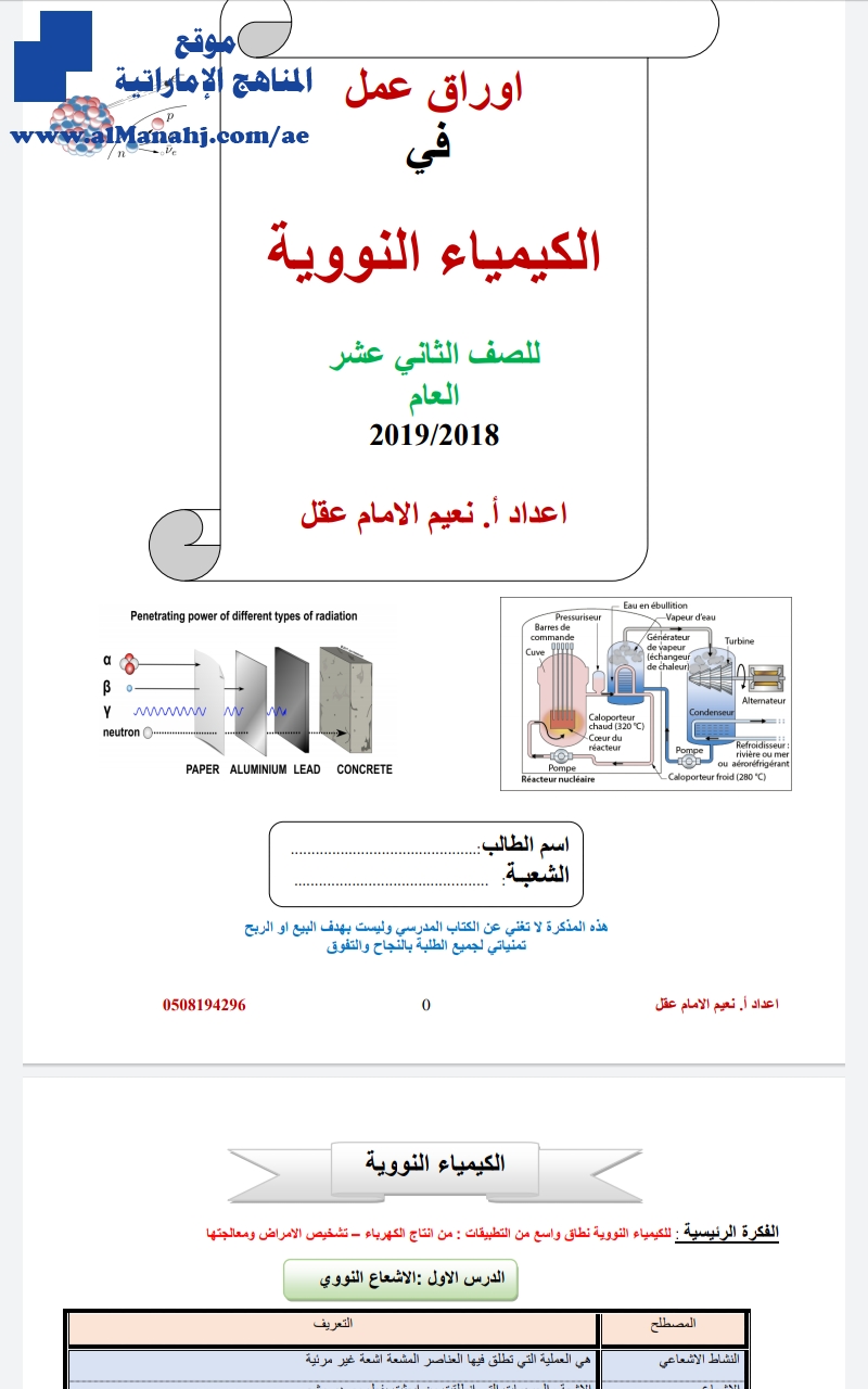 أوراق عمل في ال النووية 2018~2019