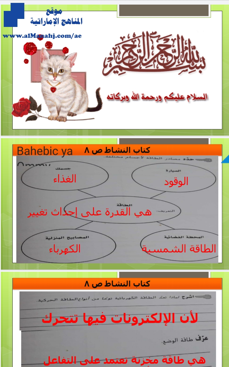 حل كتاب االنشاط الوحدة الثالثة من صفحة 8 إلى صفحة 15