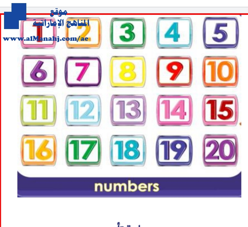 ورقة عمل كتابة الأعداد من 1 إلى 20
