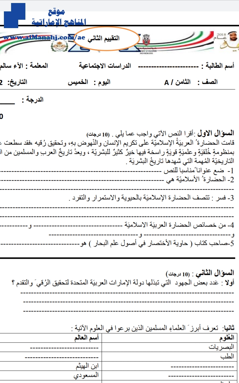 ورقة عمل الحضارة الاسلامية