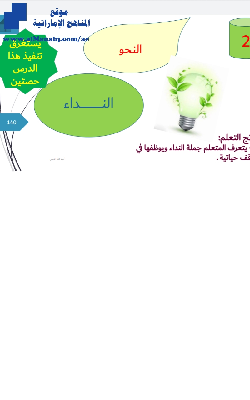 حل درس النداء, النحو