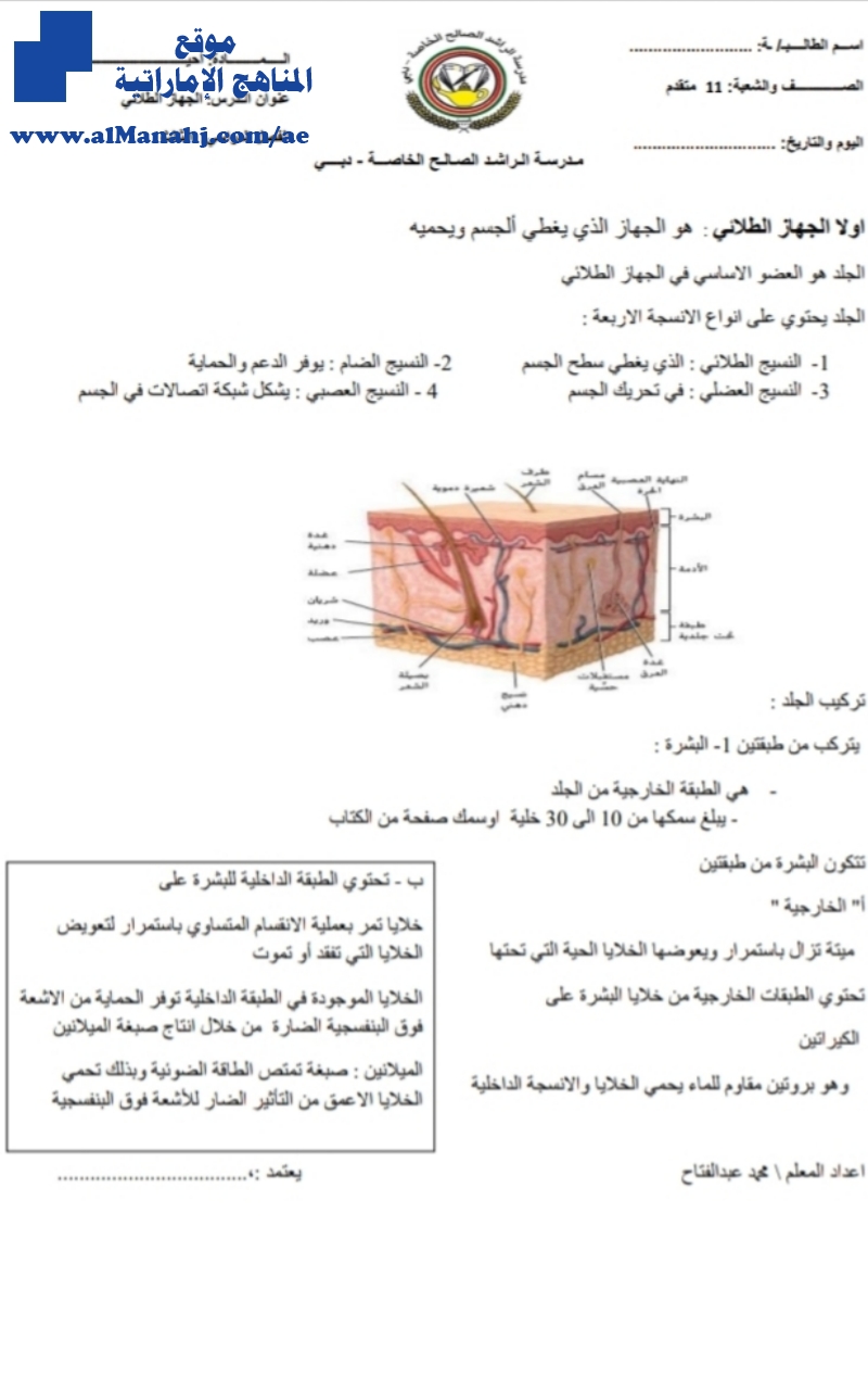 تلخيص الجهاز الغشائي