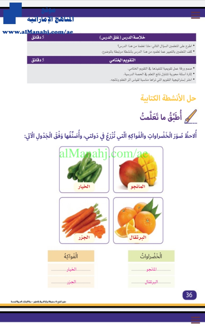 حل الأنشطة الكتابية لدرس الثروة النباتية والحيوانية