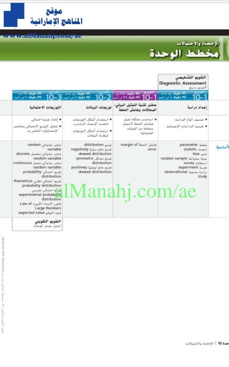 دليل المعلم مع الحل الإحصاء والإحتمالات