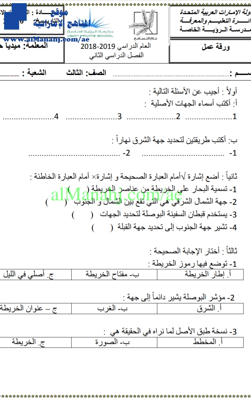 ورقة عمل واحدة الجهات الأربعة