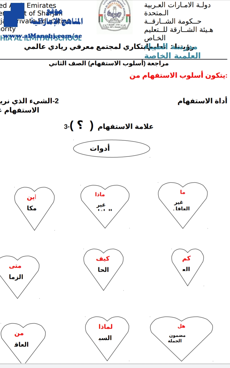 ورقة عمل أدوات الإستفهام, ملف رابع