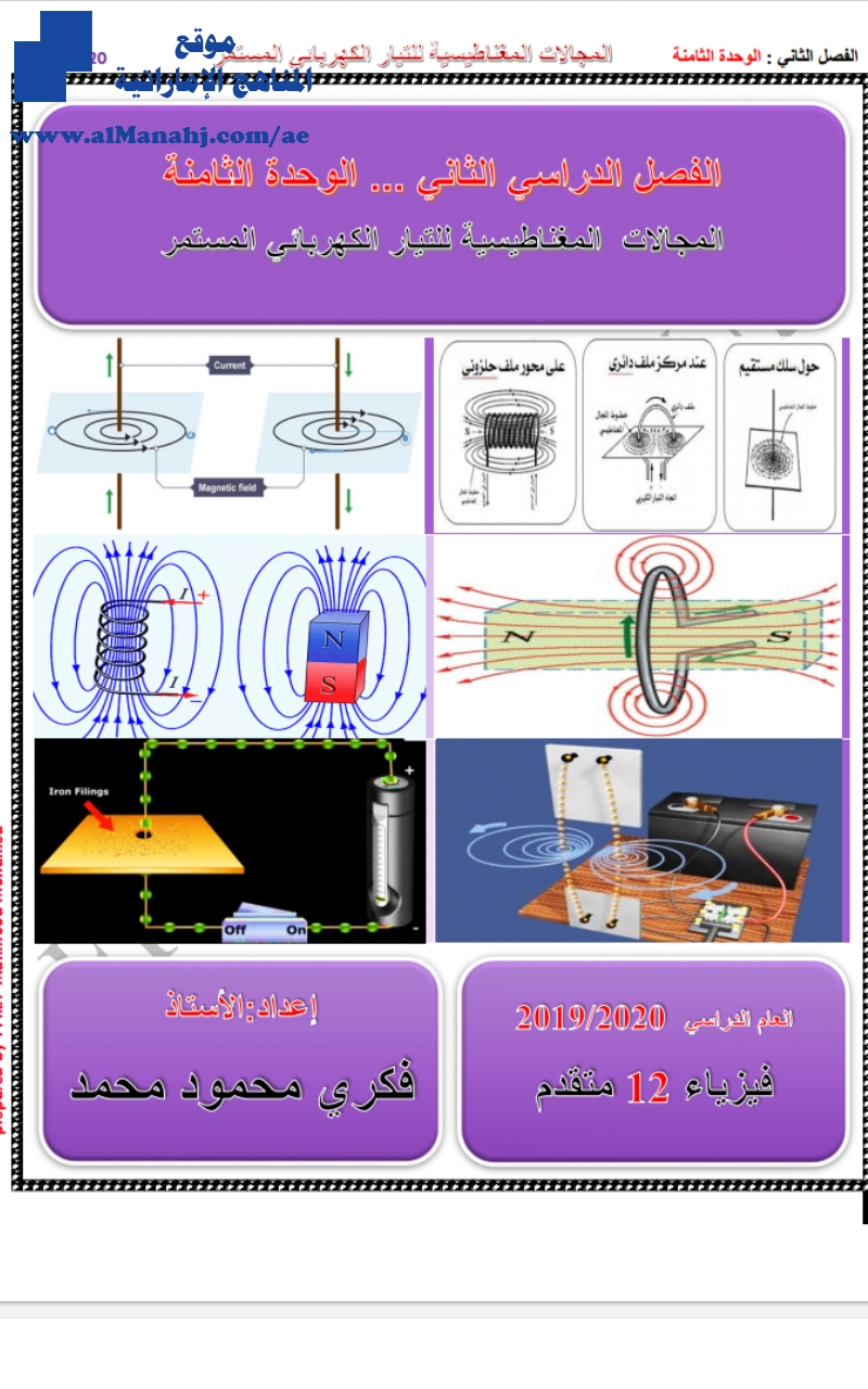ملزمة فيزياء المجال المغناطيسي الناشئ عن مرور تيار كهربائي