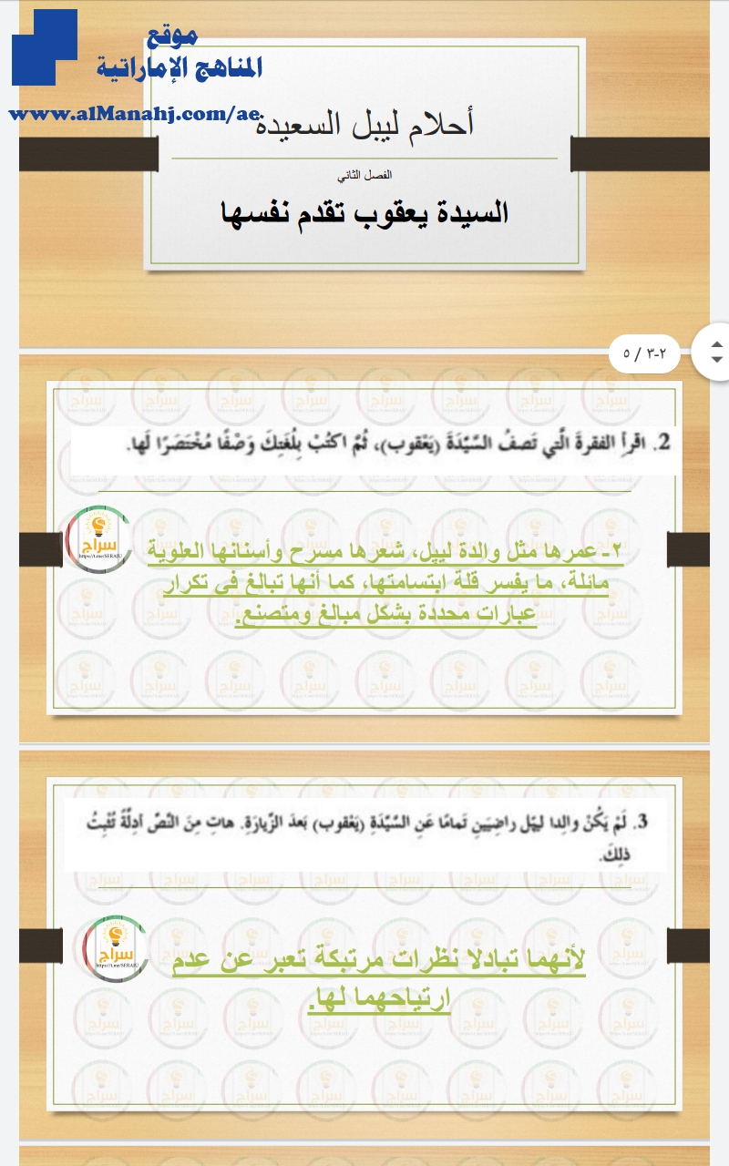 ليبل4 حل الفصل الرابع السيدة يعقوب تقدم نفسها