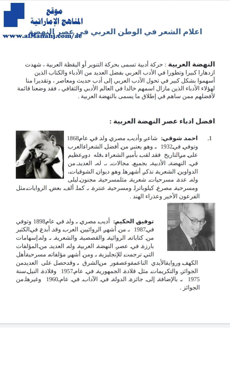 أعلام الشعر في الوطن العربي في عصر النهضة