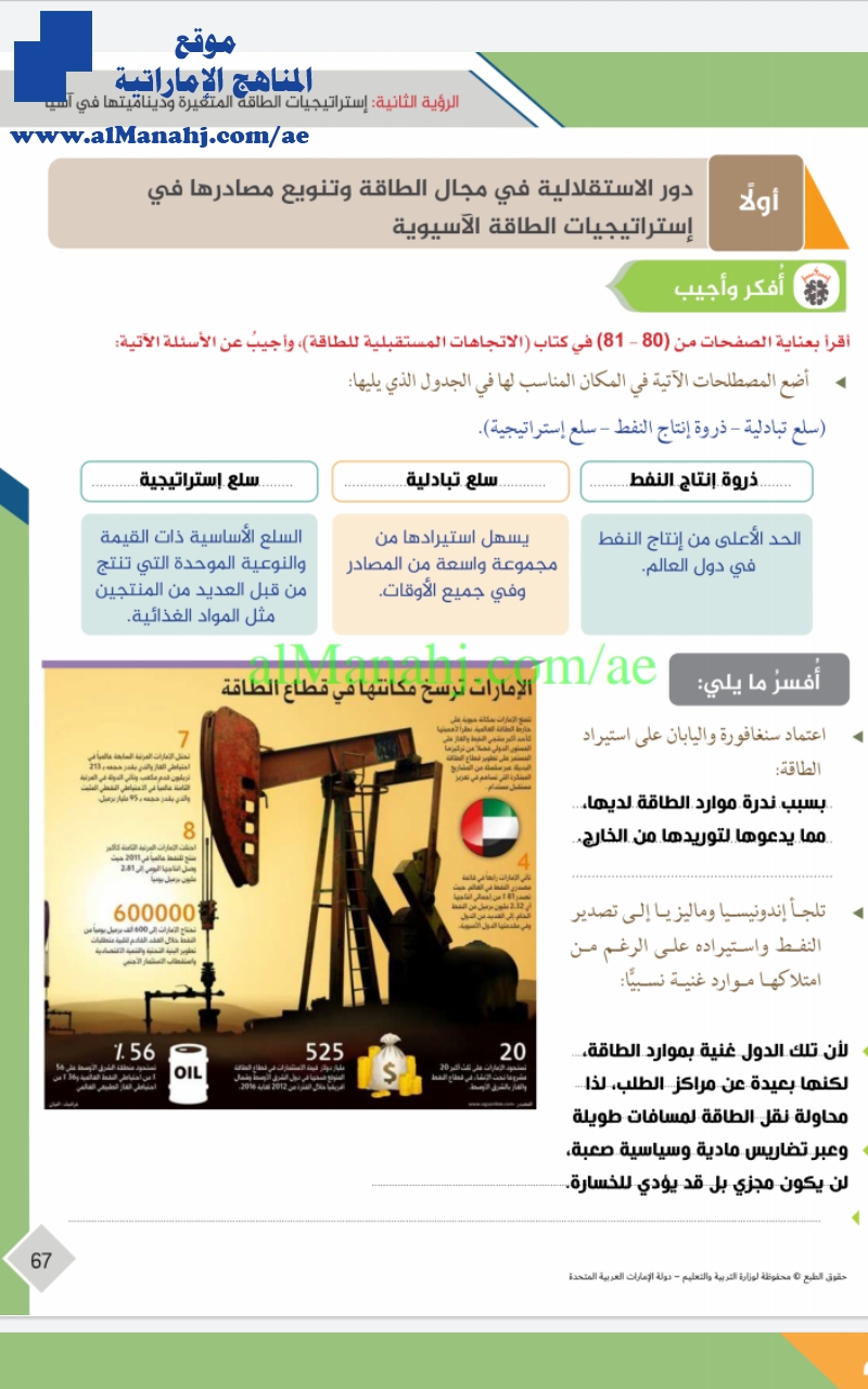 حل درس استراتيجيات الطاقة لدى الحكومات الآسيوية