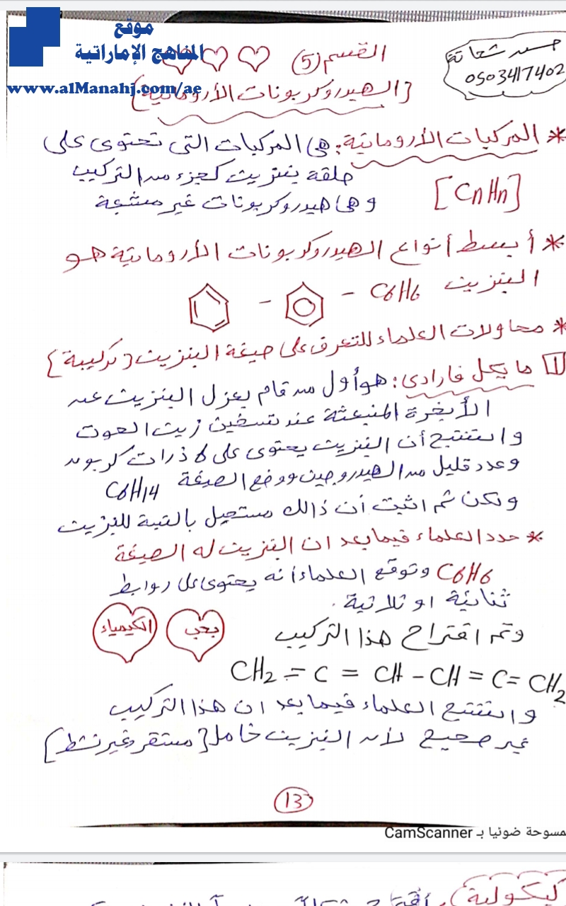 الهيدروكربونات اروماتية والضوئية بخط اليد