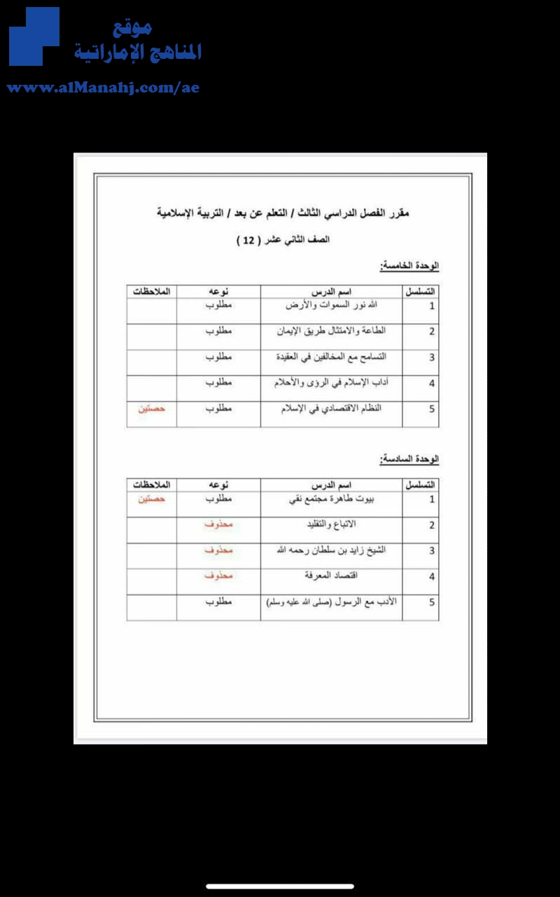 مقرر الامتحان التعلم عن بعد