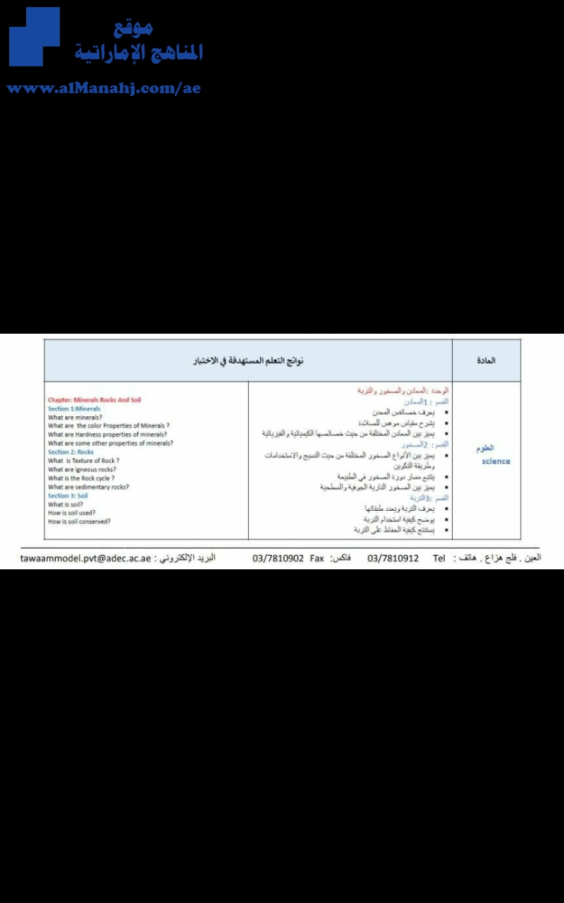 مقرر الامتحان 2020