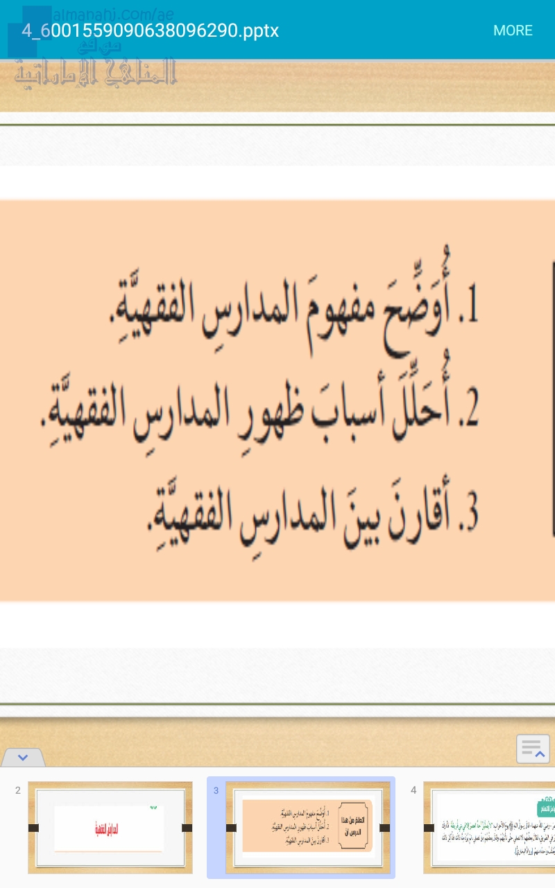 عرض بور بوينت للمدارس الفقهية.