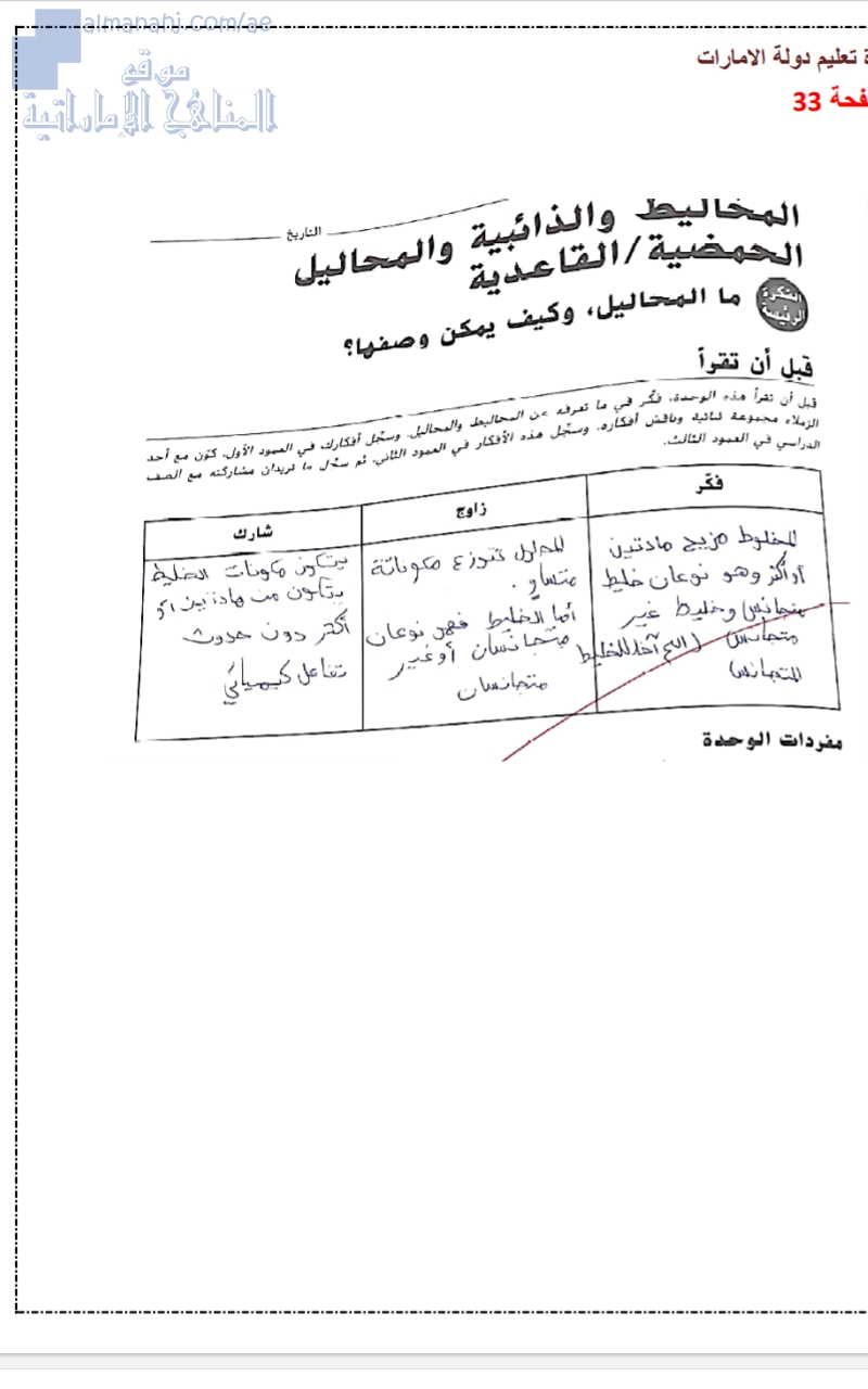 حل كتاب النشاط