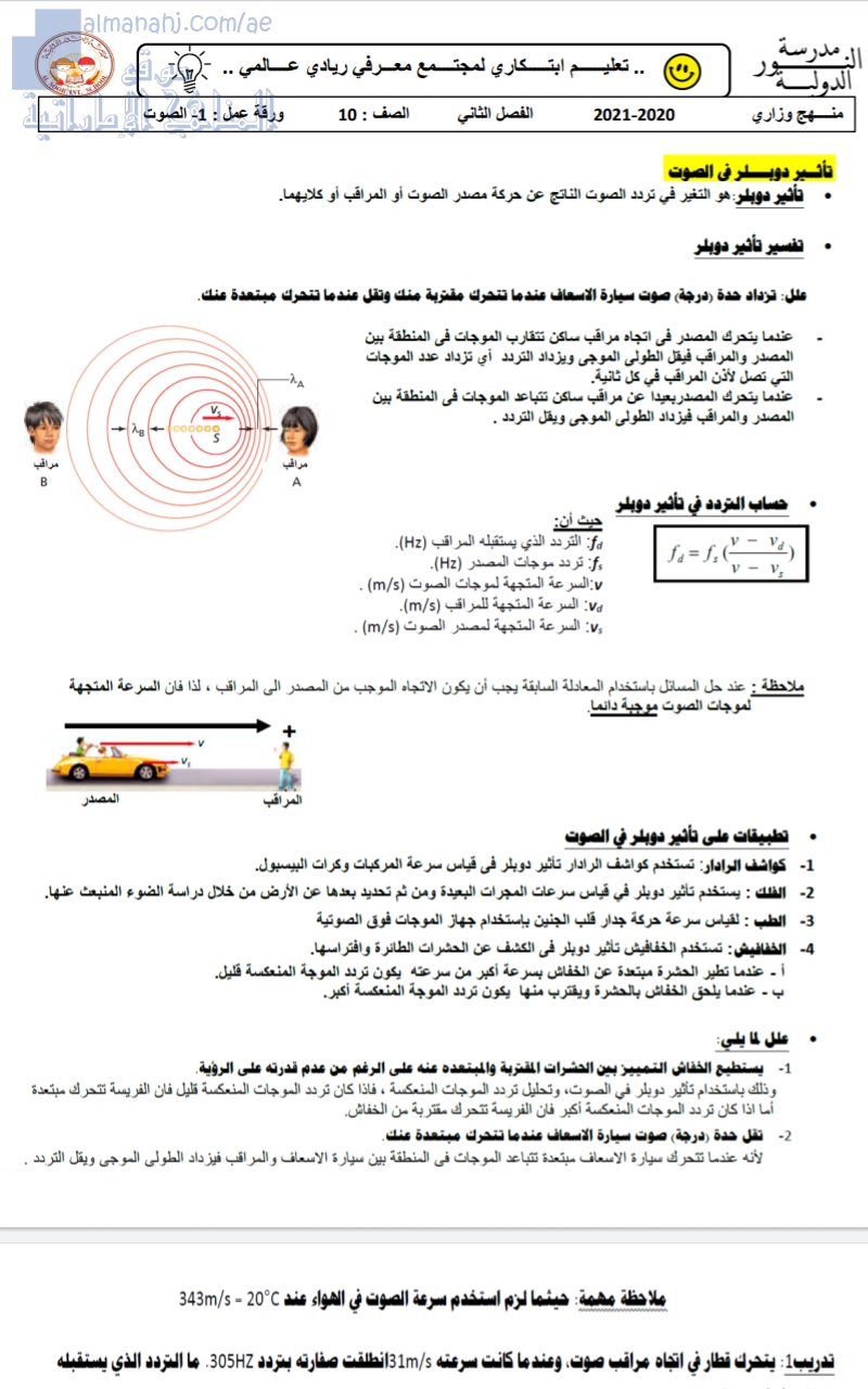 ملخص درس الصوت