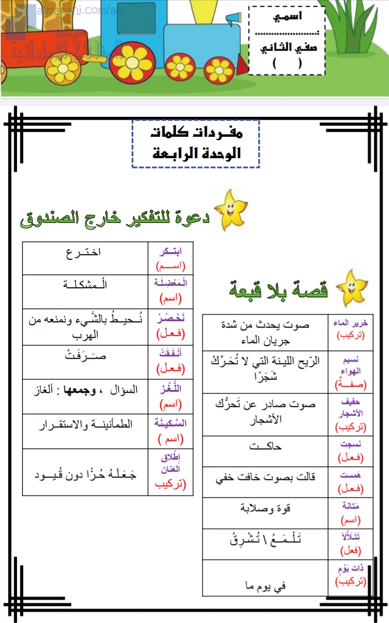مذكرة شاملة للمفردات والقواعد