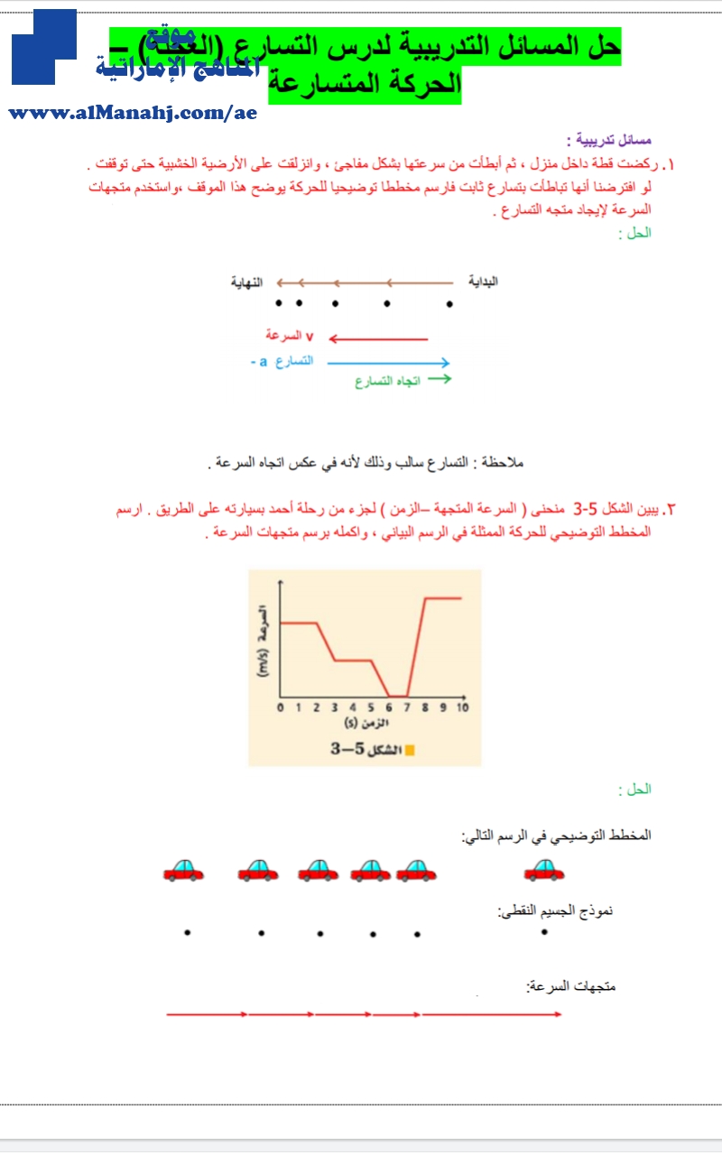 حل مسائل درس التسارع, الحركة المتسارعة