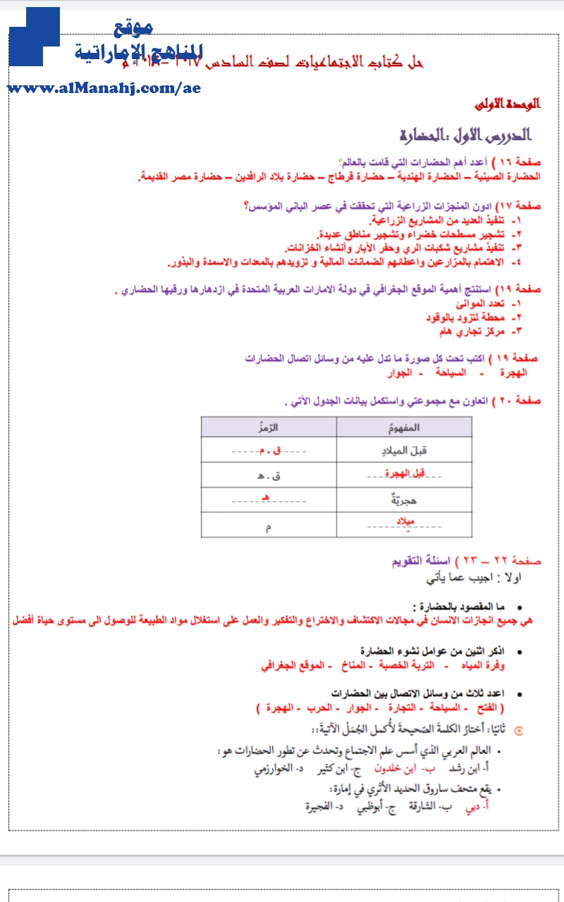 حل كتاب الاجتماعيات 20172018