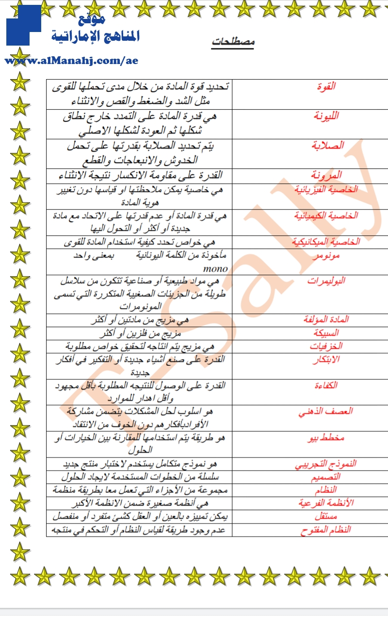 تعريفات الوحدة الأولى والثانية