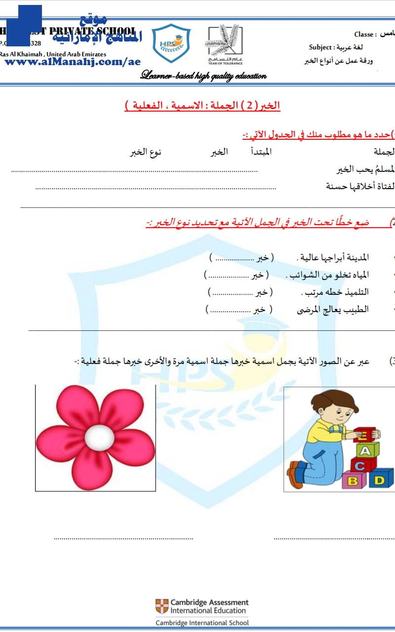 ورقة عمل عن أنواع الخبر, مهم