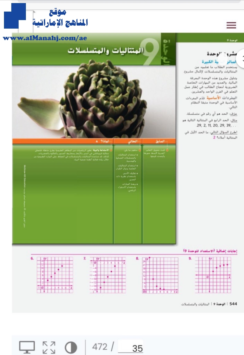 حل الكتاب وحدة المتتاليات والمتسلسلات