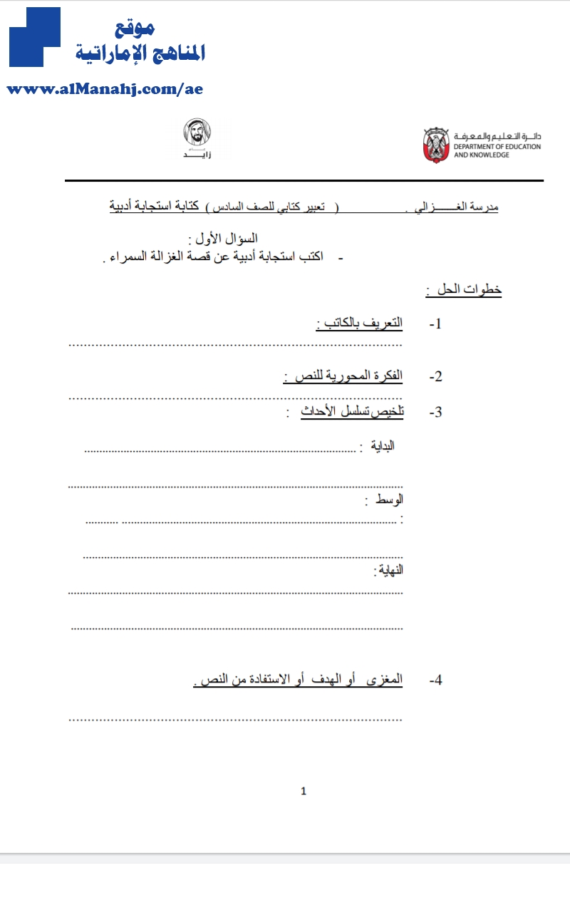 طريقة كتابة استجابة أدبية الغزالة السمراء وقصيدة جمال الحياة