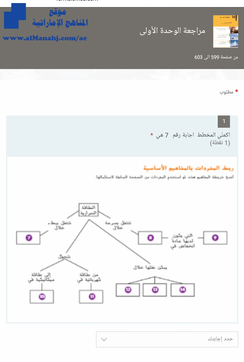 مراجعة الوحدة 16 ~ اختبار الكتروني