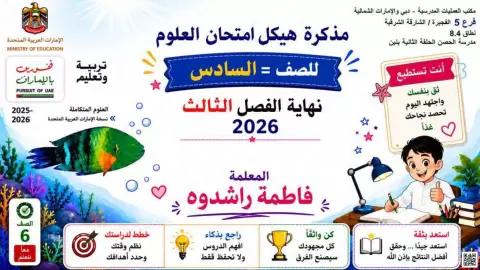 مذكرة هيكل امتحان العلوم