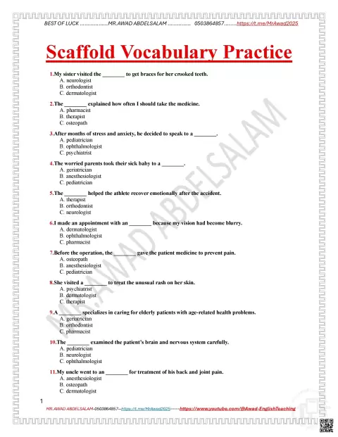 Scaffold Vocabulary Practice