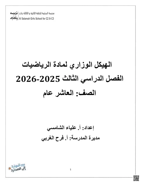 مراجعة الهيكل الوزاري أسئلة وتدريبات غير محلول