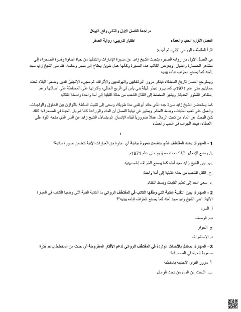 مراجعة الفصل الأول والثاني من رواية الصقر