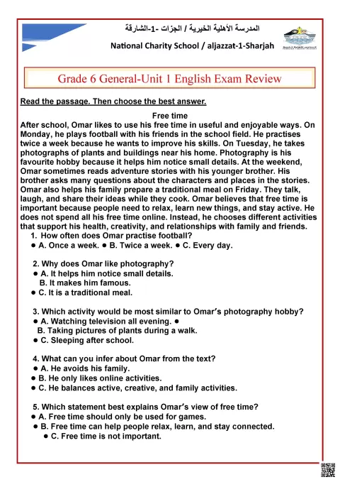English Exam Review - Unit 1