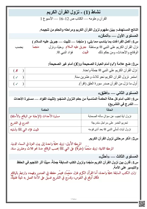 مجموعة أنشطة تعليمية في التربية الإسلامية