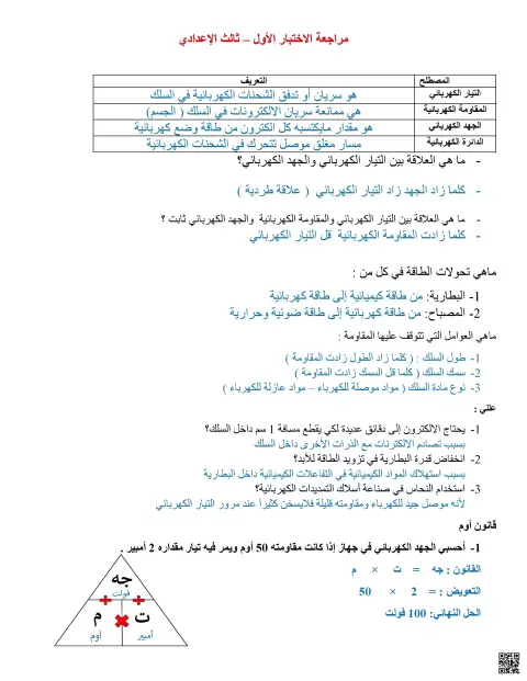 مراجعة شاملة لمفاهيم الكهرباء والنماذج الذرية
